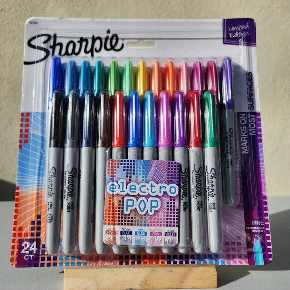 New SHARPIE Electro Pop Permanent Markers Fine Point Assorted Colors 24 Count Li - Picture 1 of 9